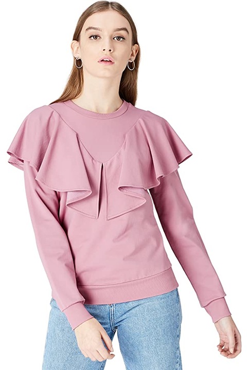 Bluza dama, Find, Poliester, Cu voal, Roz, 40/L, Roz somon