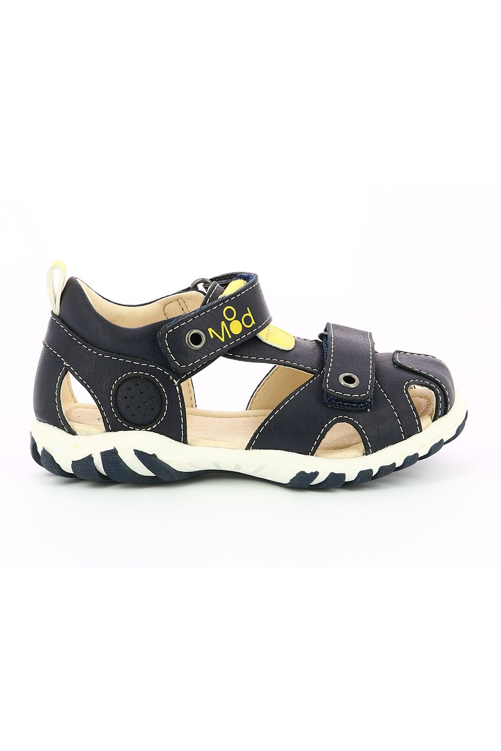 Mod8 kids, Sandale fisherman de piele ecologica, baieti, cu velcro, Bleumarin/Galben