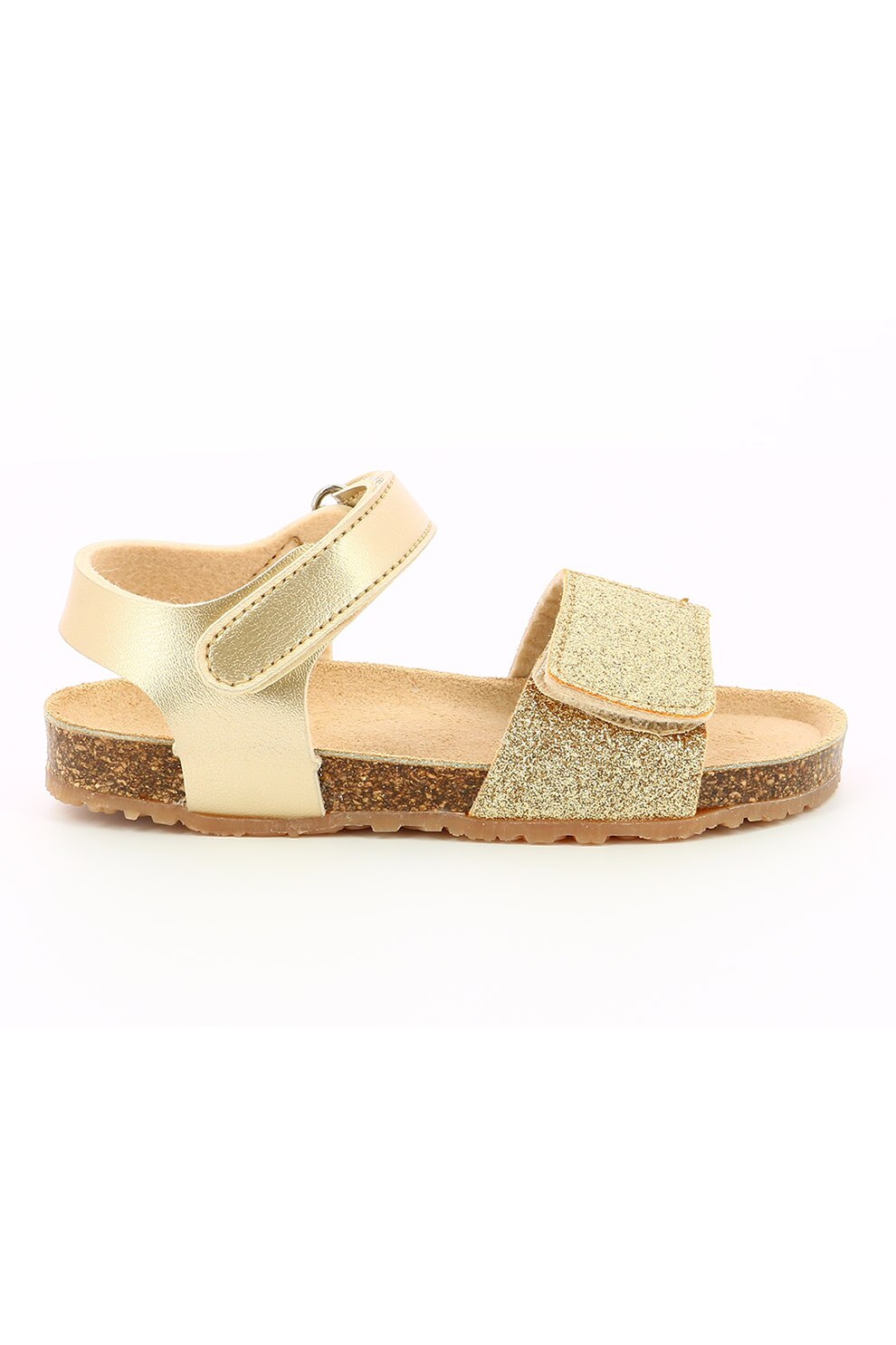 Mod8 kids, Sandale de piele ecologica, fete, cu velcro si aspect metalizat, Auriu