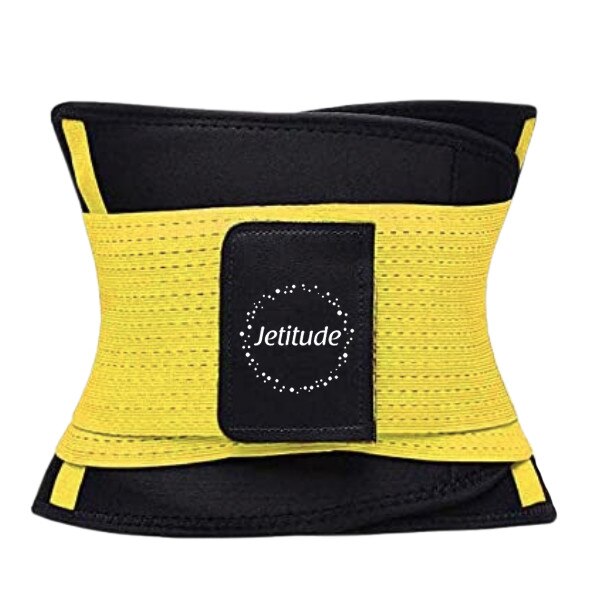 Centura abdominala fitness Premium Jetitude™ pentru slabit, modelarea taliei sau suport lombar tip corset din neopren cu dublu sistem de compresie, Marimea S, Galben