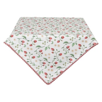 Fata de masa din bumbac alb rosu model Capsuni 100 cm x 100 cm Fata de masa din bumbac alb rosu model Capsuni 100 cm x 100 cm
