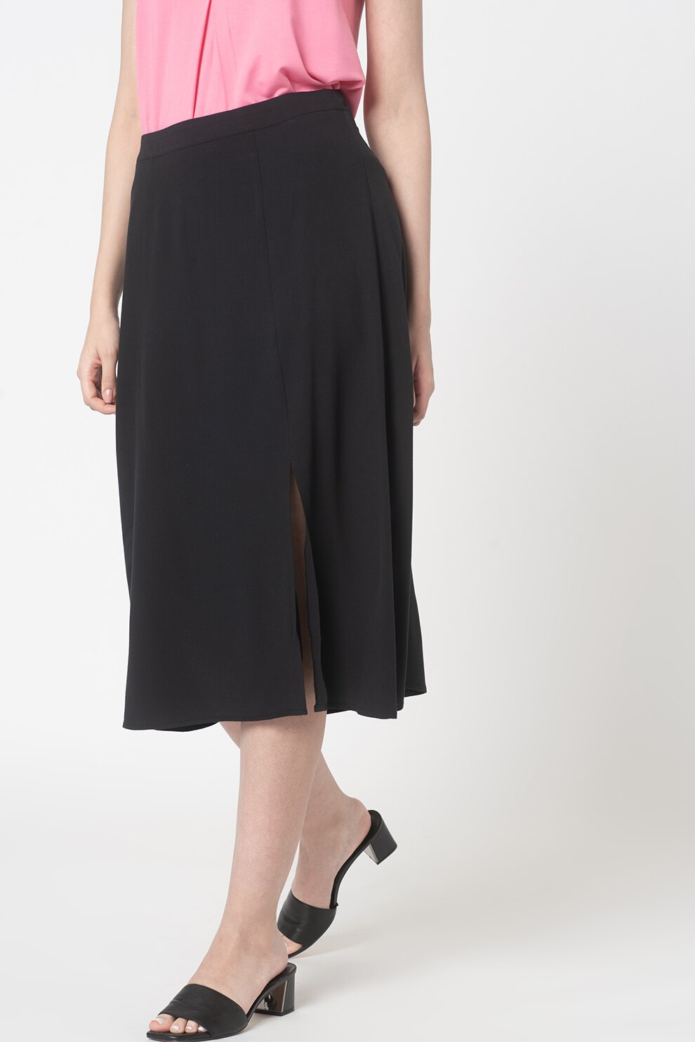 EDC by Esprit, Fusta midi cu slit lateral, Negru