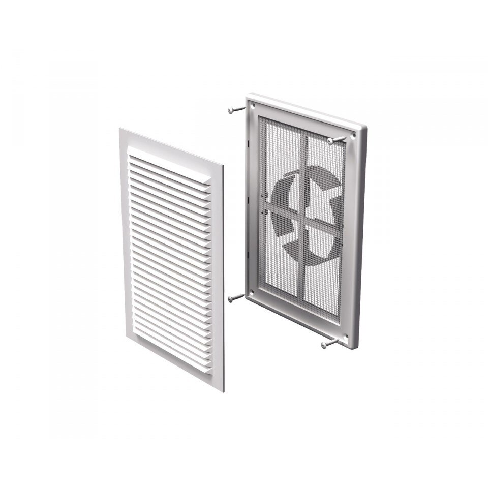 Grila ventilatie dreptunghiulara VENTS MV 125VDS, plasa pentru insecte, diametru reglabil 100 - 150 mm, 182*251 mm