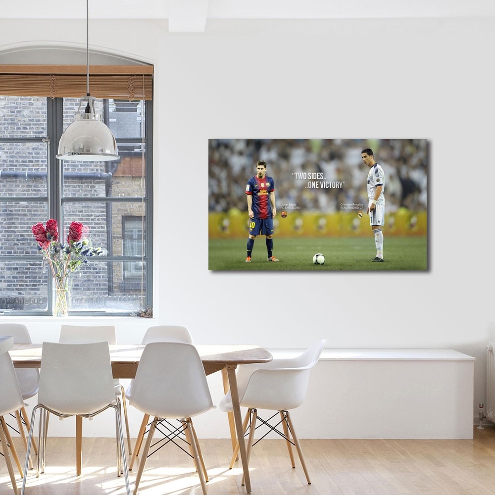 HAITUN Impression sur toile représentant Messi et Ronaldo, joueur de  football d'échecs, 60 x 90 cm : : Sports et Plein air