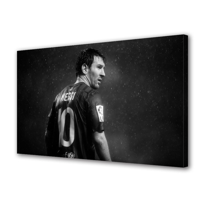 Tablou Canvas Personalitati Lionel Messi Alb Negru, 20 x 30 cm