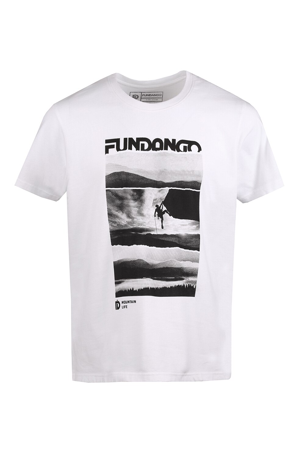 Fundango, Tricou din amestec de bumbac cu imprimeu Basic T, Alb