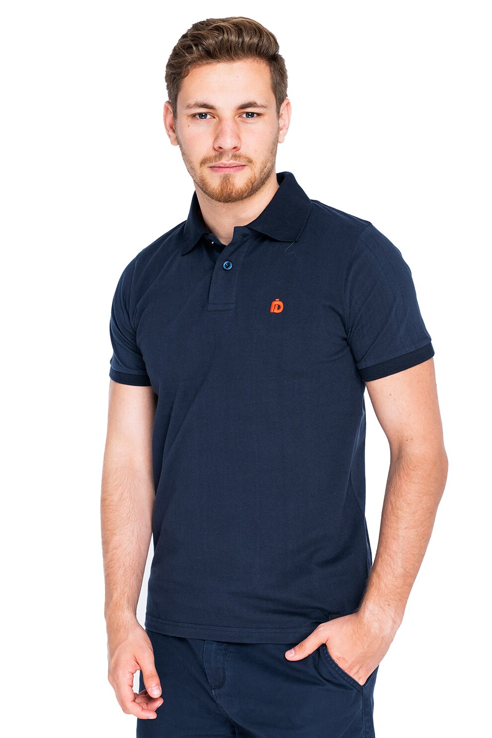 Fundango, Tricou polo cu logo brodat Incognito, Bleumarin inchis