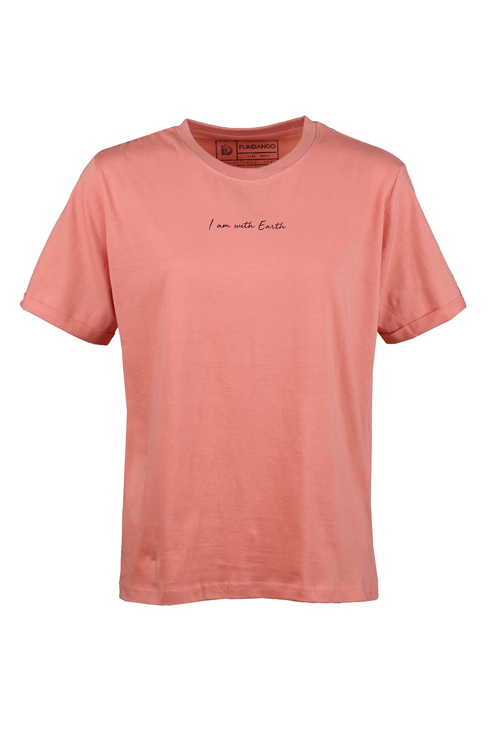 Fundango, Tricou de bumbac cu imprimeu text Jenna, Corai