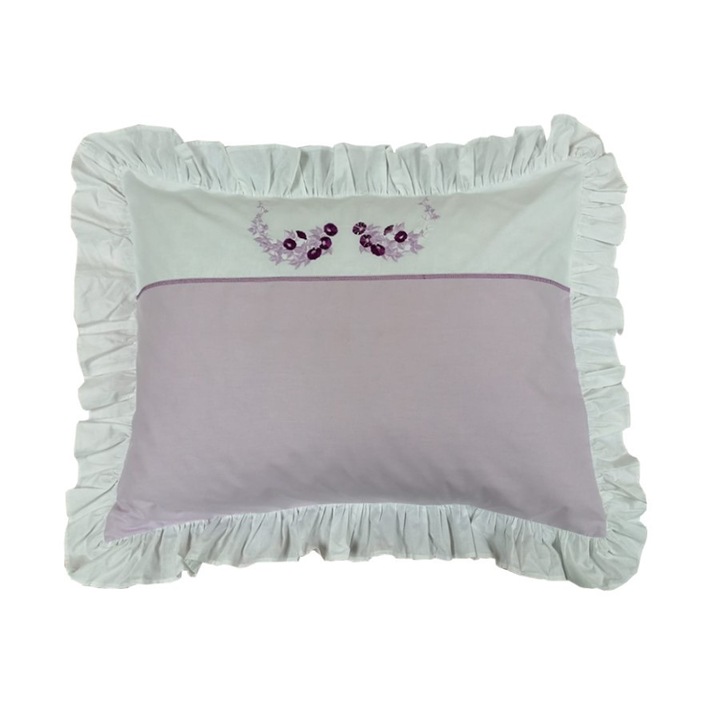 Set 2 Fete de perna 60 x 70 cm, Casa Bucuriei, model Lena, alb/lila, bumbac satinat, fata dubla