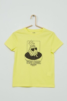 KIABI, Tricou cu imprimeu grafic, galben pal