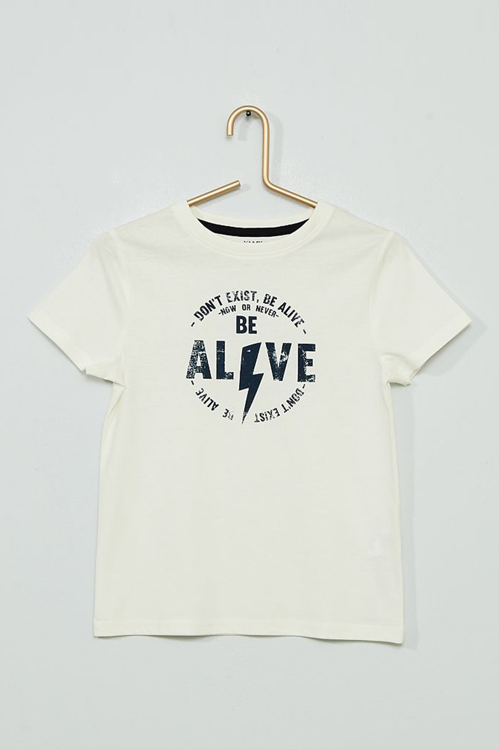 KIABI, Tricou cu imprimeu grafic, Alb fildes