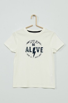 KIABI, Tricou cu imprimeu grafic, Alb fildes KIABI, Tricou cu imprimeu grafic, Alb fildes