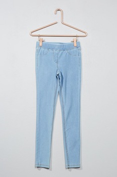 KIABI, Jeggings elastici cu cusaturi contrastante, Albastru deschis KIABI, Jeggings elastici cu cusaturi contrastante, Albastru deschis