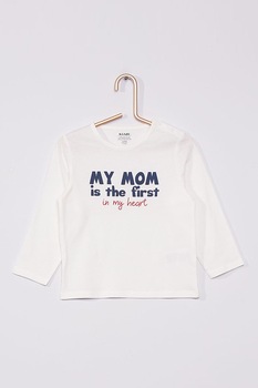 KIABI, Bluza de bumbac cu imprimeu text, Alb KIABI, Bluza de bumbac cu imprimeu text, Alb