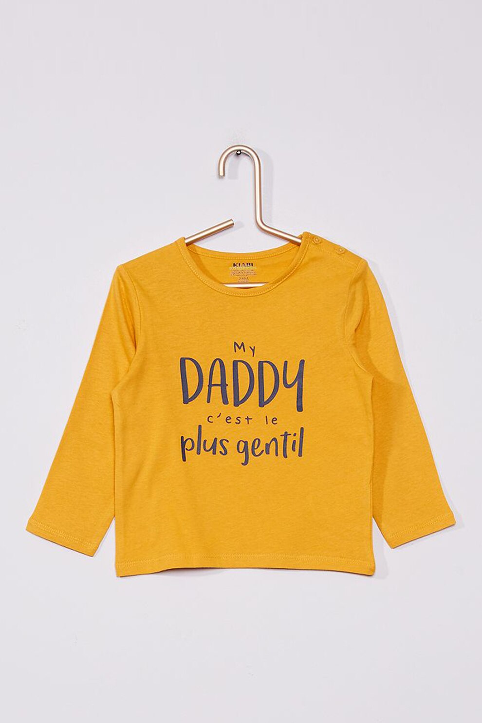 KIABI, Bluza de bumbac cu imprimeu text, Galben mustar