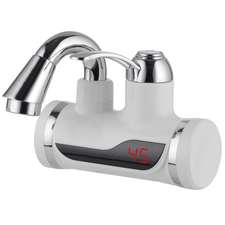 Нагревател за вода с дисплей ELITE EHW-1556S, 3000W, 60 C, Монтаж на стена, Бял
