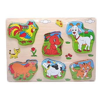 Puzzle lemn diferite forme, 5 piese Puzzle lemn diferite forme, 5 piese