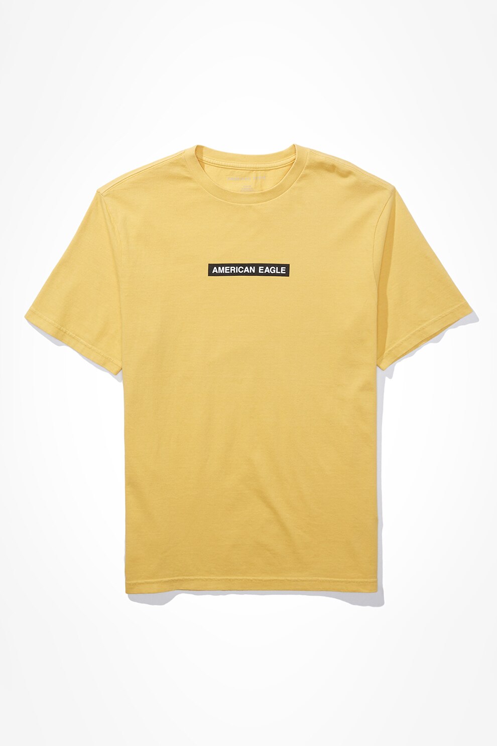 American Eagle, Tricou cu decolteu la baza gatului si imprimeu logo, Galben