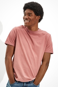 American Eagle, Tricou cu decolteu la baza gatului si aspect in degrade, Rosu stins American Eagle, Tricou cu decolteu la baza gatului si aspect in degrade, Rosu stins