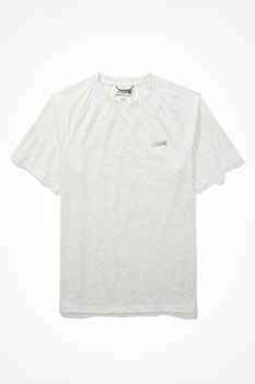 American Eagle, Tricou cu decolteu la baza gatului si maneci raglan, Alb American Eagle, Tricou cu decolteu la baza gatului si maneci raglan, Alb