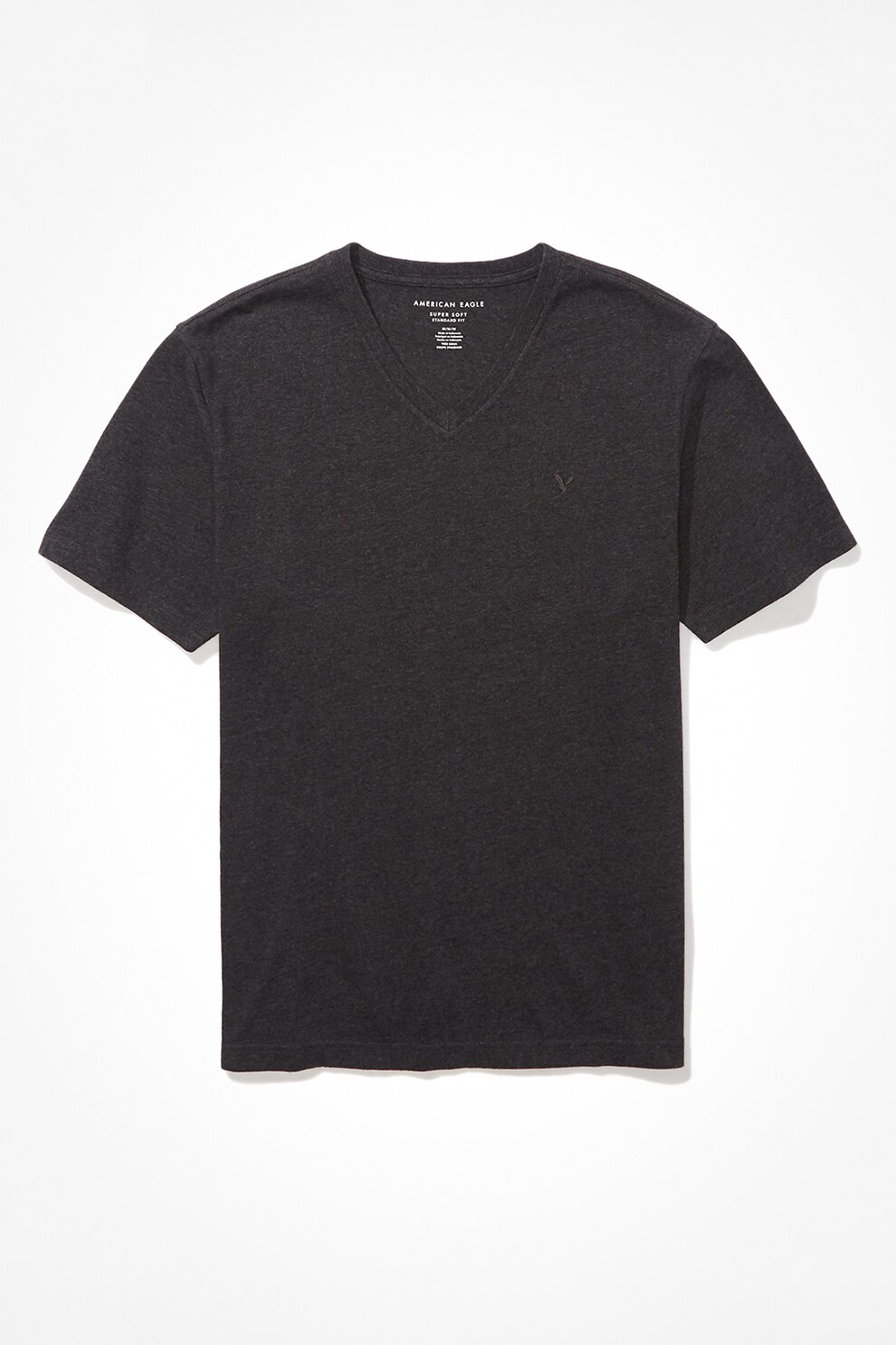 American Eagle, Tricou regular fit cu decolteu in V, Gri antracit