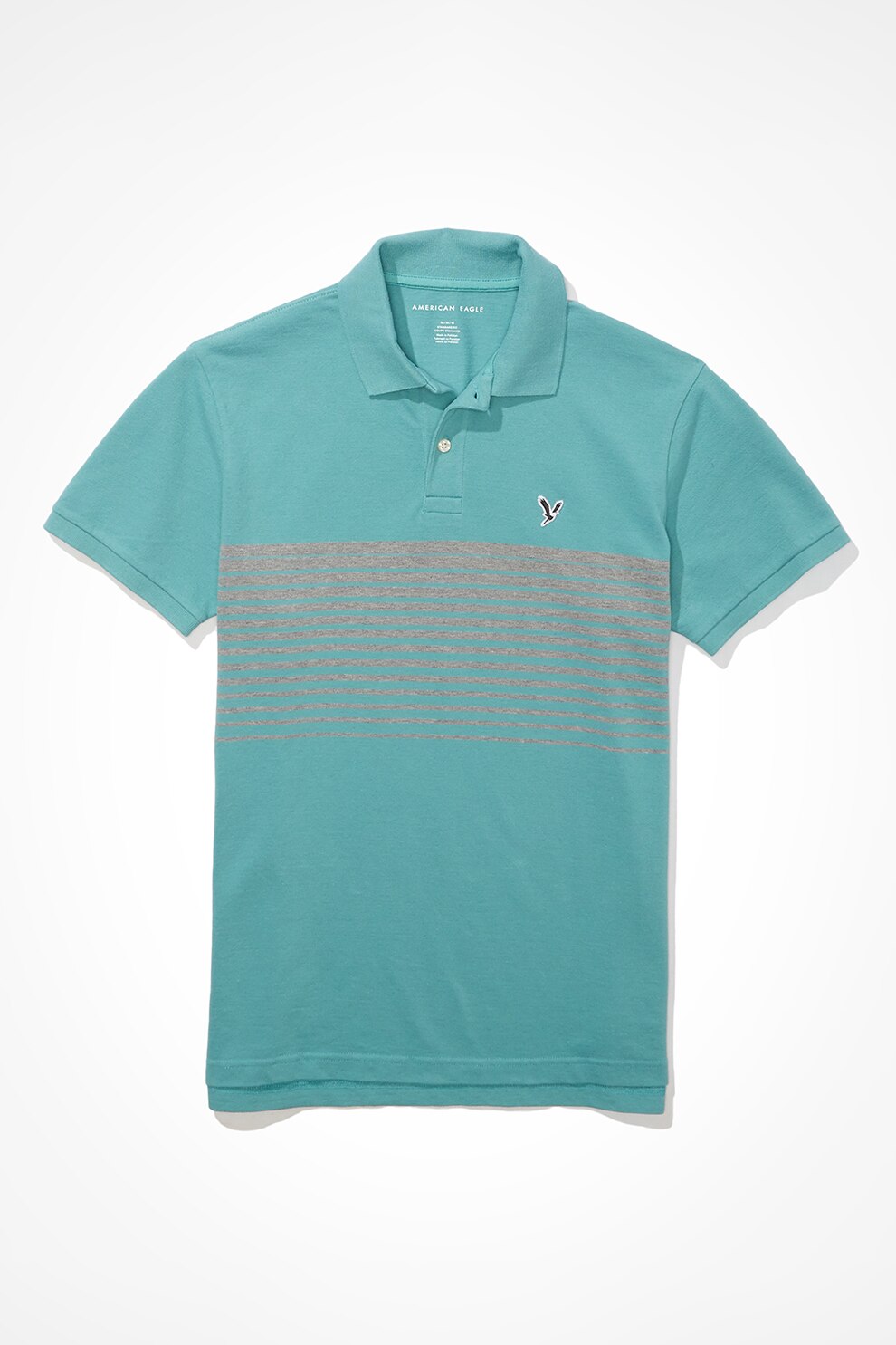American Eagle, Tricou polo regular fit cu model in dungi, Verde persan, S