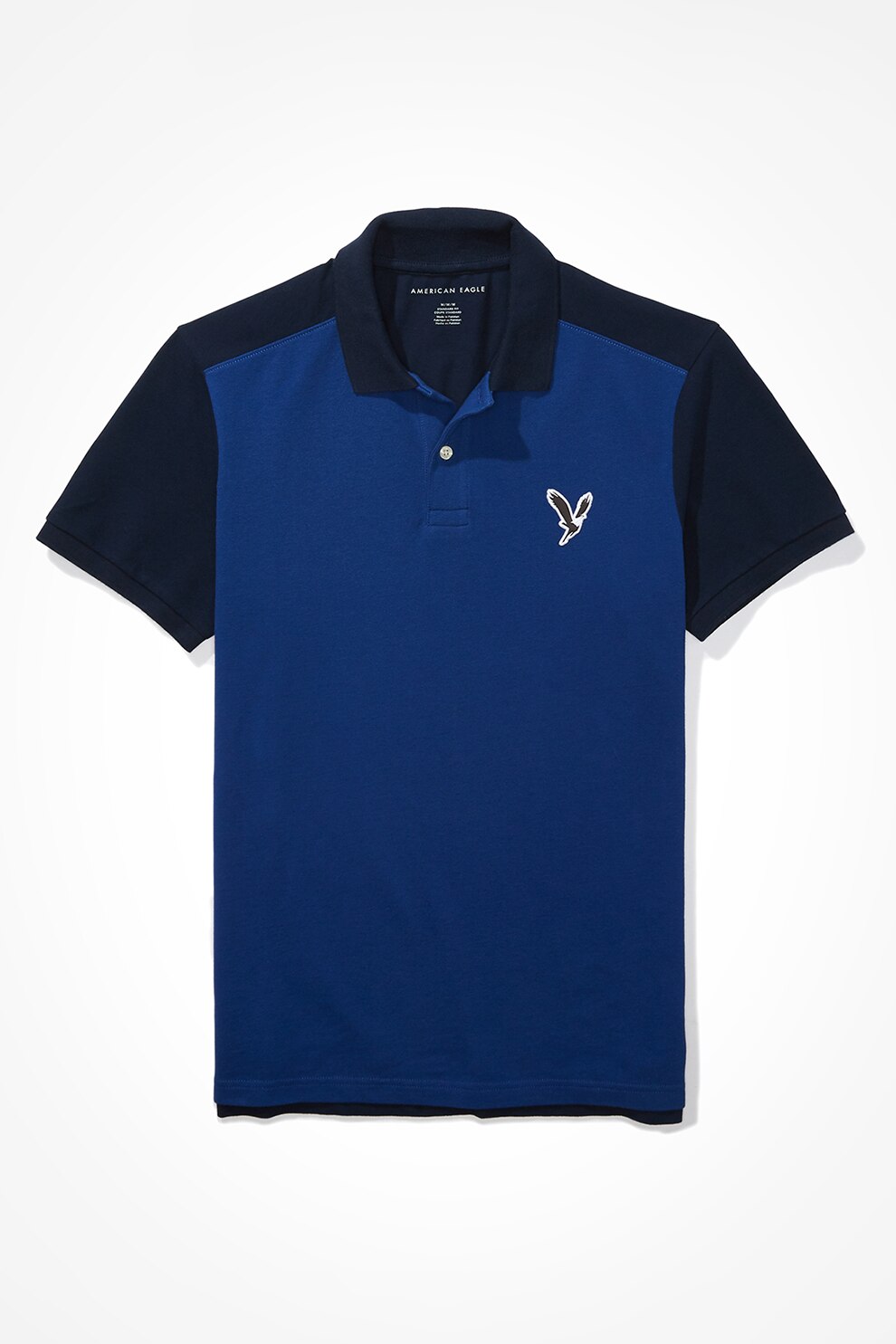 American Eagle, Tricou polo regular fit cu logo, Albastru