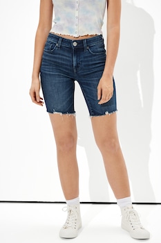 American Eagle, Pantaloni scurti din denim cu terminatie nefinisata, Albastru inchis American Eagle, Pantaloni scurti din denim cu terminatie nefinisata, Albastru inchis