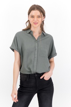 American Eagle, Camasa cu maneci cazute si terminatie rotunjita, Gri American Eagle, Camasa cu maneci cazute si terminatie rotunjita, Gri