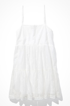 American Eagle, Rochie mini evazata cu decolteu patrat, Alb American Eagle, Rochie mini evazata cu decolteu patrat, Alb