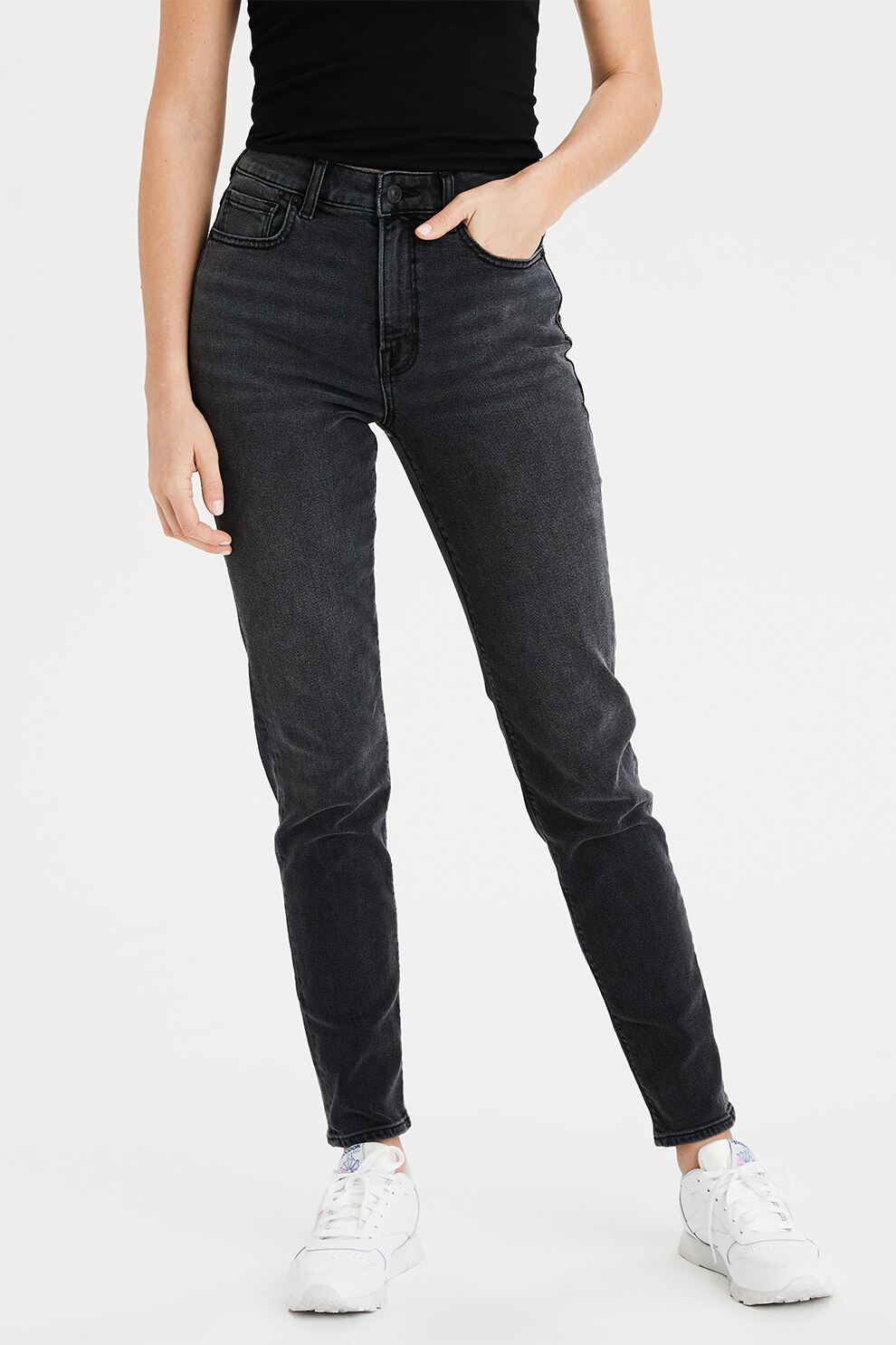 American Eagle, Blugi mom fit, Gri antracit, W25-L32