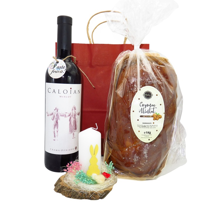 Cos cadou traditional Paste, Revedere cu Drag, 4 piese, produse naturale, ILIF145 - 23h Events