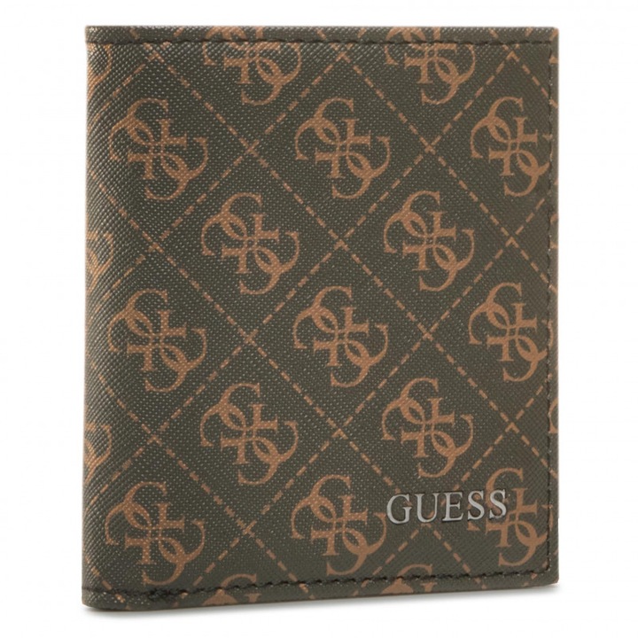 Portofel Guess Vezzola Small Billfold, Negru/Maro camel