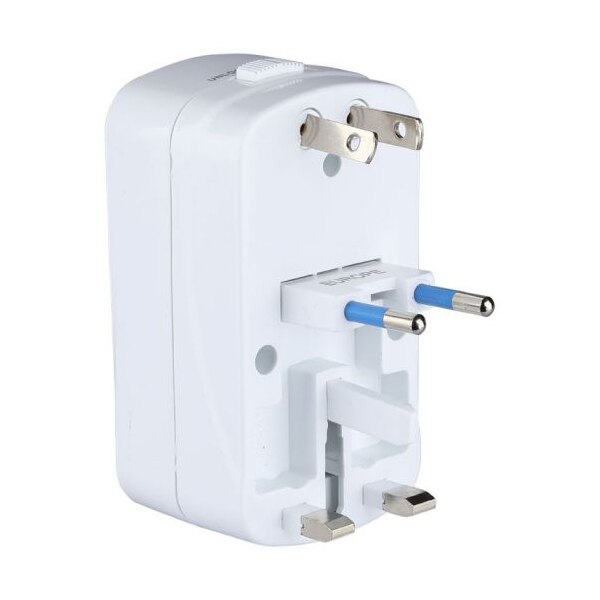 Adaptor priza universal V-TAC 8704, cu protectie de supraincarcare, 2xUSB 5V 2.1A, AC 110-250V, 2500W, Alb