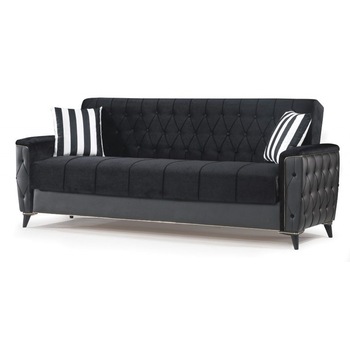 Canapea extensibila cu lada depozitare, Roza, 220x80x90cm, Negru Canapea extensibila cu lada depozitare, Roza, 220x80x90cm, Negru