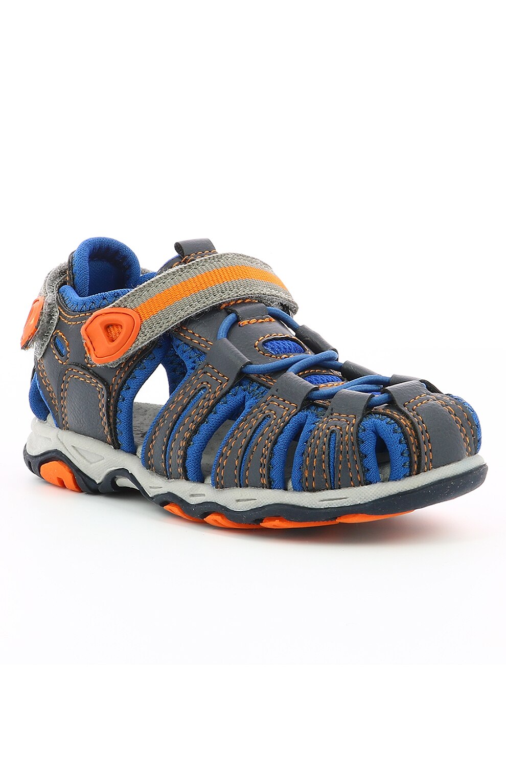 Kickers kids, Sandale cu benzi velcro, Albastru/Oranj, 26 EU