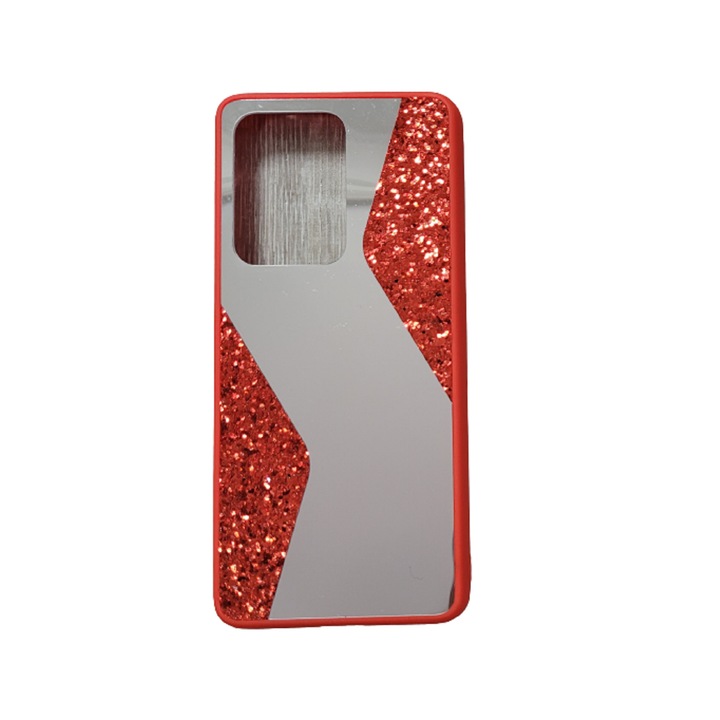 Силиконов капак, огледало и блясък / блясък, съвместим със Samsung Galaxy S20 Ultra, червен