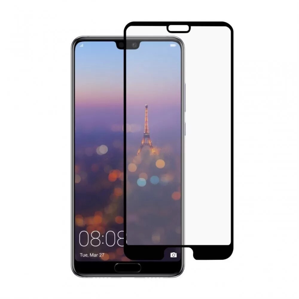 Folie de protectie din sticla 6D compatibila cu Huawei P20 - Contur Negru