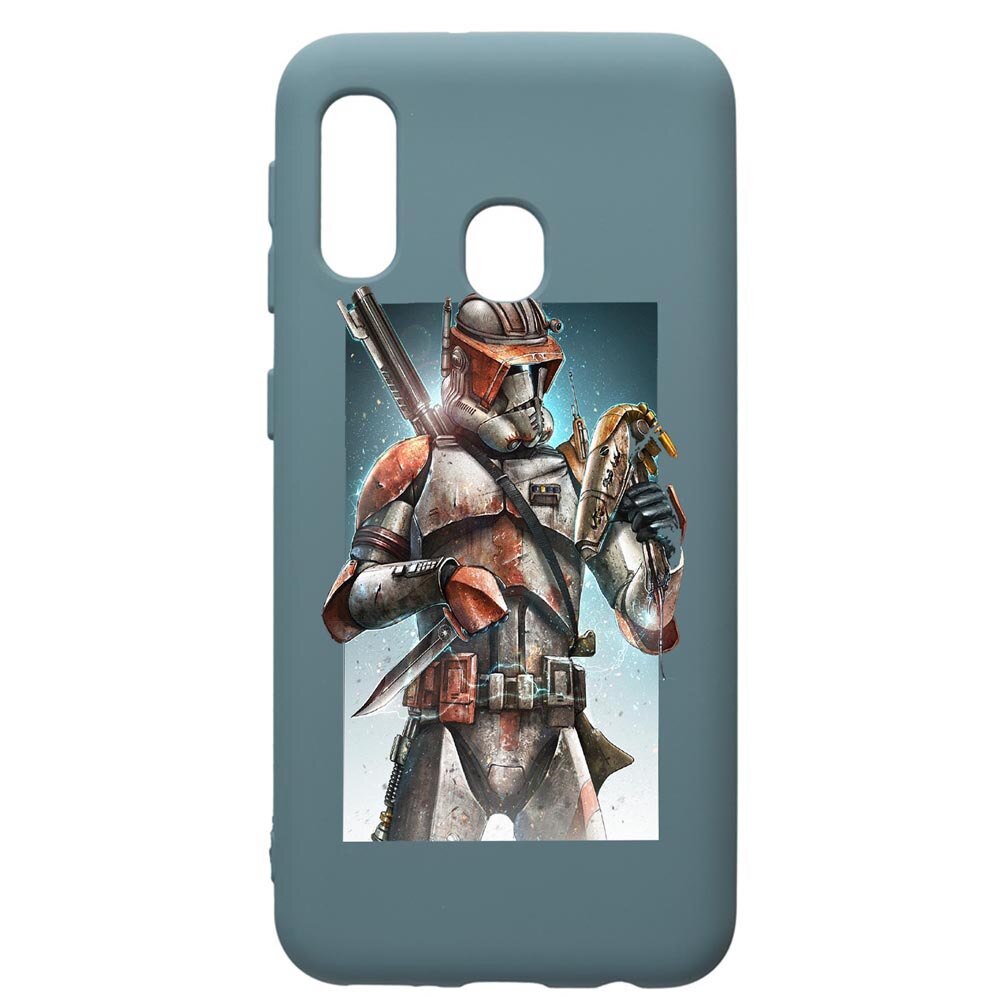 Husa Premium Silicon Compatibila Cu Samsung Galaxy A20E, Star Wars The Mandalorian, cu interiorul din material textil, protectie camera, Cornflower, PCF464
