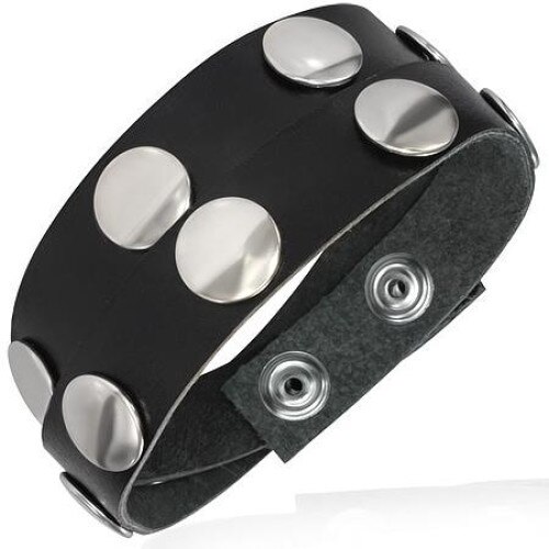 Bratara piele neagra cu tinte rotunde, BeSpecial, Negru