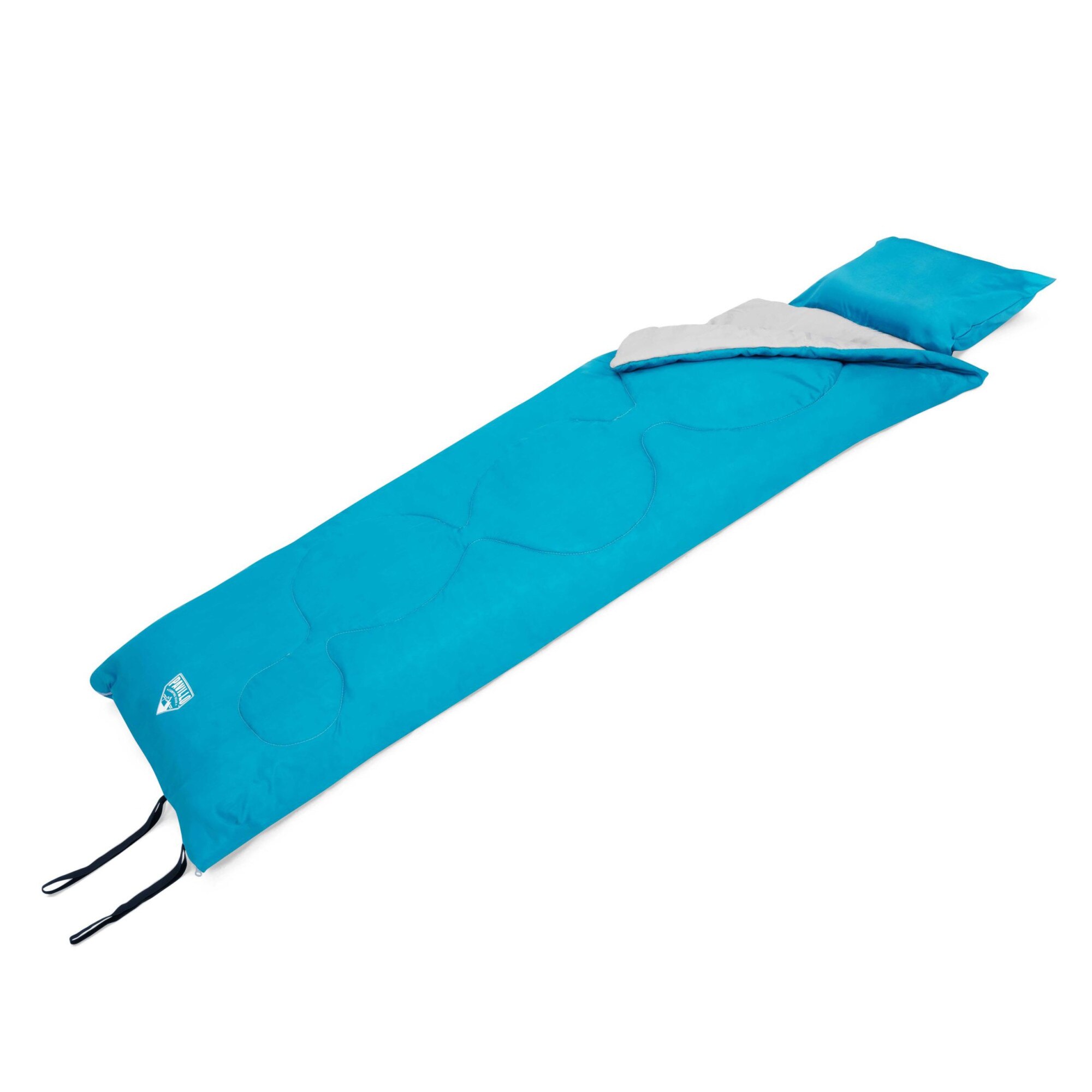 Sac de dormit cu perna pentru o persoana, temperatura in intervalul 6 - 8ºC, pentru camping, de exterior, albastru