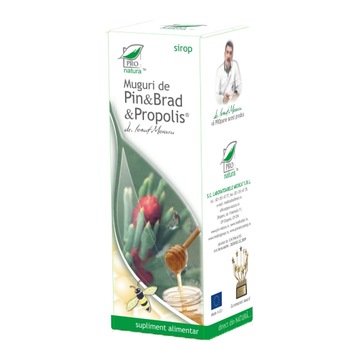 Sirop Muguri De Pin & Brad & Propolis, Pro Natura, 100 ml Sirop Muguri De Pin & Brad & Propolis, Pro Natura, 100 ml