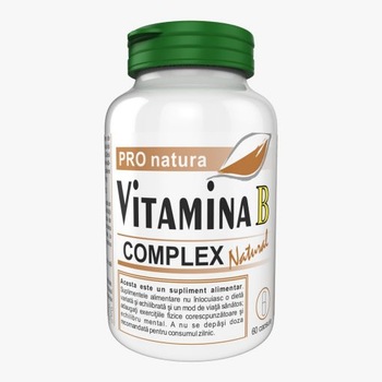 Supliment alimentar Vitamina B Complex, Pro Natura, 60 Capsule Supliment alimentar Vitamina B Complex, Pro Natura, 60 Capsule