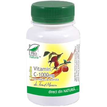 Supliment alimentar Vitamina C - 1000 Lamaie Cu Maces & Acerola, Pro Natura, 100 Comprimate Supliment alimentar Vitamina C - 1000 Lamaie Cu Maces & Acerola, Pro Natura, 100 Comprimate
