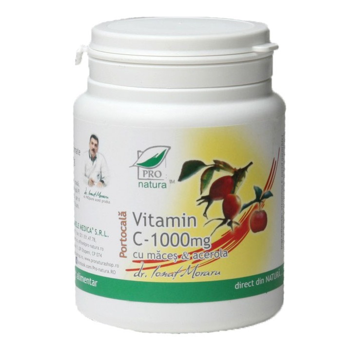 Supliment alimentar Vitamina C - 1000 Portocala Cu Maces & Acerola, Pro Natura, 100 Comprimate