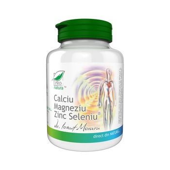 Supliment alimentar Ca Mg Zn Seleniu, Pro Natura, 150 Capsule Supliment alimentar Ca Mg Zn Seleniu, Pro Natura, 150 Capsule