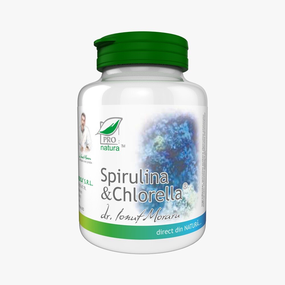 Supliment alimentar Spirulina & Chlorella, Pro Natura, 150 Capsule