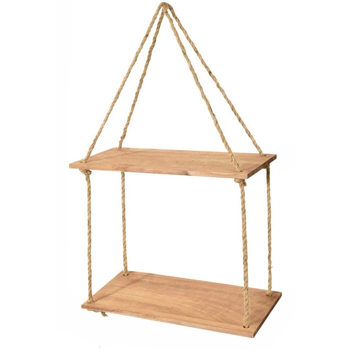 Raft cu agatare pe perete, maro natur, 36 x 15 cm, WHS2T