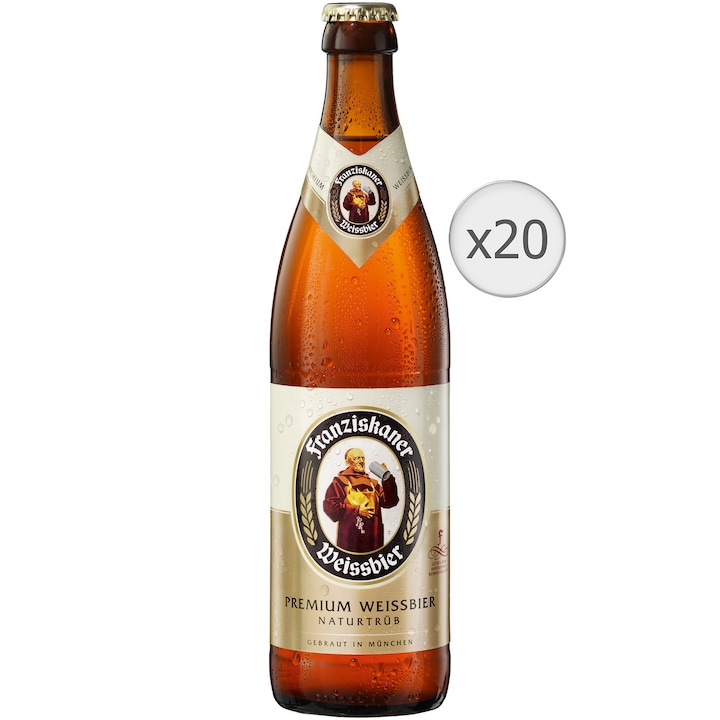 Bere alba nefiltrata Franziskaner wheat beer, Sticla, 20 x 0.5l