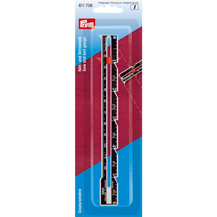 Rigla croitorie, butoniere, metalica, cu distantier, 12,5 cm, Prym, 611738
